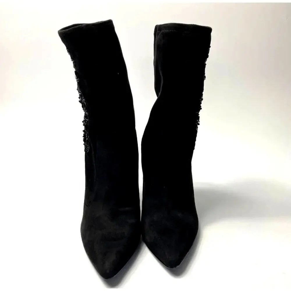 Women's Nina Dorella Pointed Toe Stiletto Heel Ankle Beaded Dress Boots 7 M